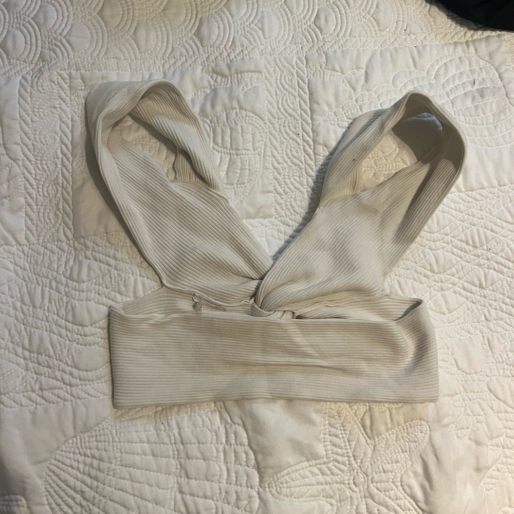White Twist-Front Ribbed Top - Picture 2 of 2